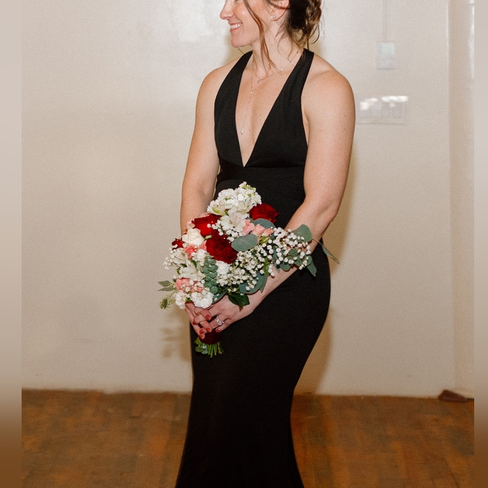 JJs house black trumpet gown (train removed)